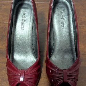 Elegant Red Peep-Toe Heels